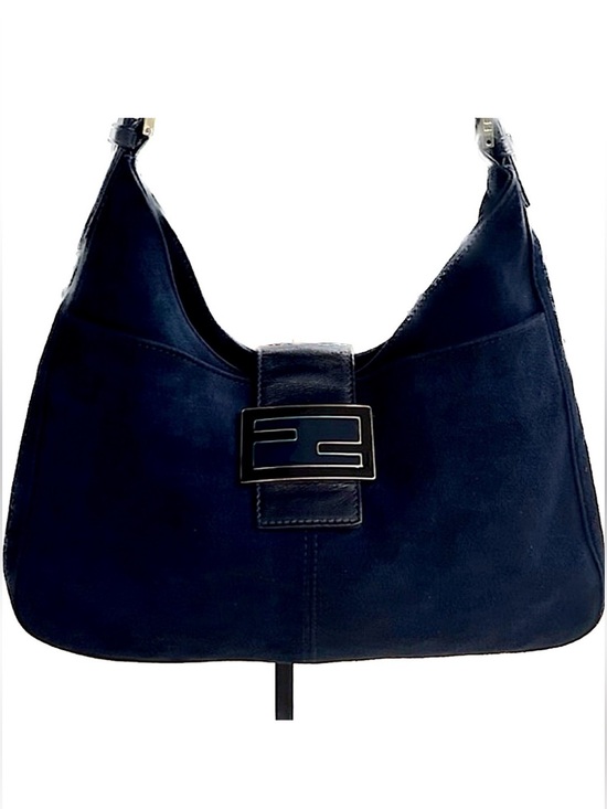 Fendi Handbags - FENDI Vintage Baguette Navy Blue Suede Leather